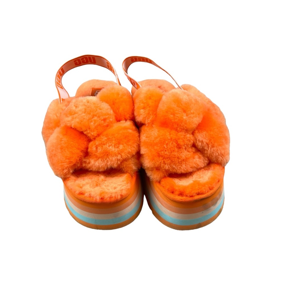 UGG Disco Knot Slide in Mandarin women’s fuzzy platform sandals SZ 8 - Picture 2 of 9